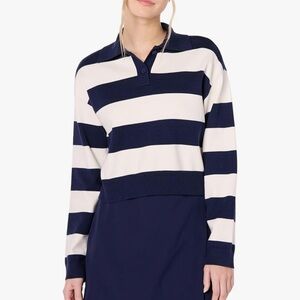 The Drop Womens Joan Splitneck Polo Long Sleeve Pullover Sweater